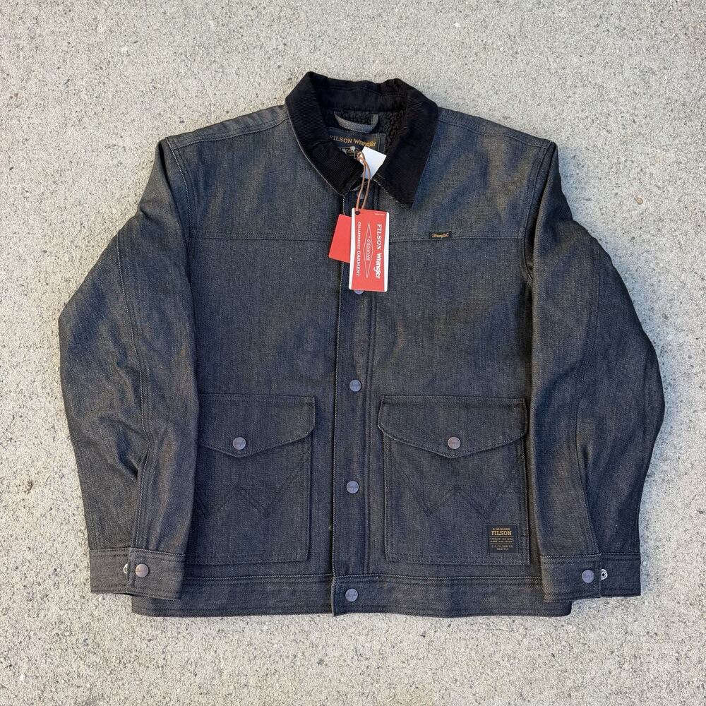 NWT Filson x Wrangler Black Denim Sherpa Lined Work Jacket Large NEW Workwear